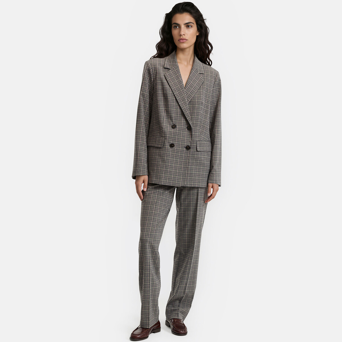 Checked Oversized Blazer checks on grey background, LA REDOUTE COLLECTIONS