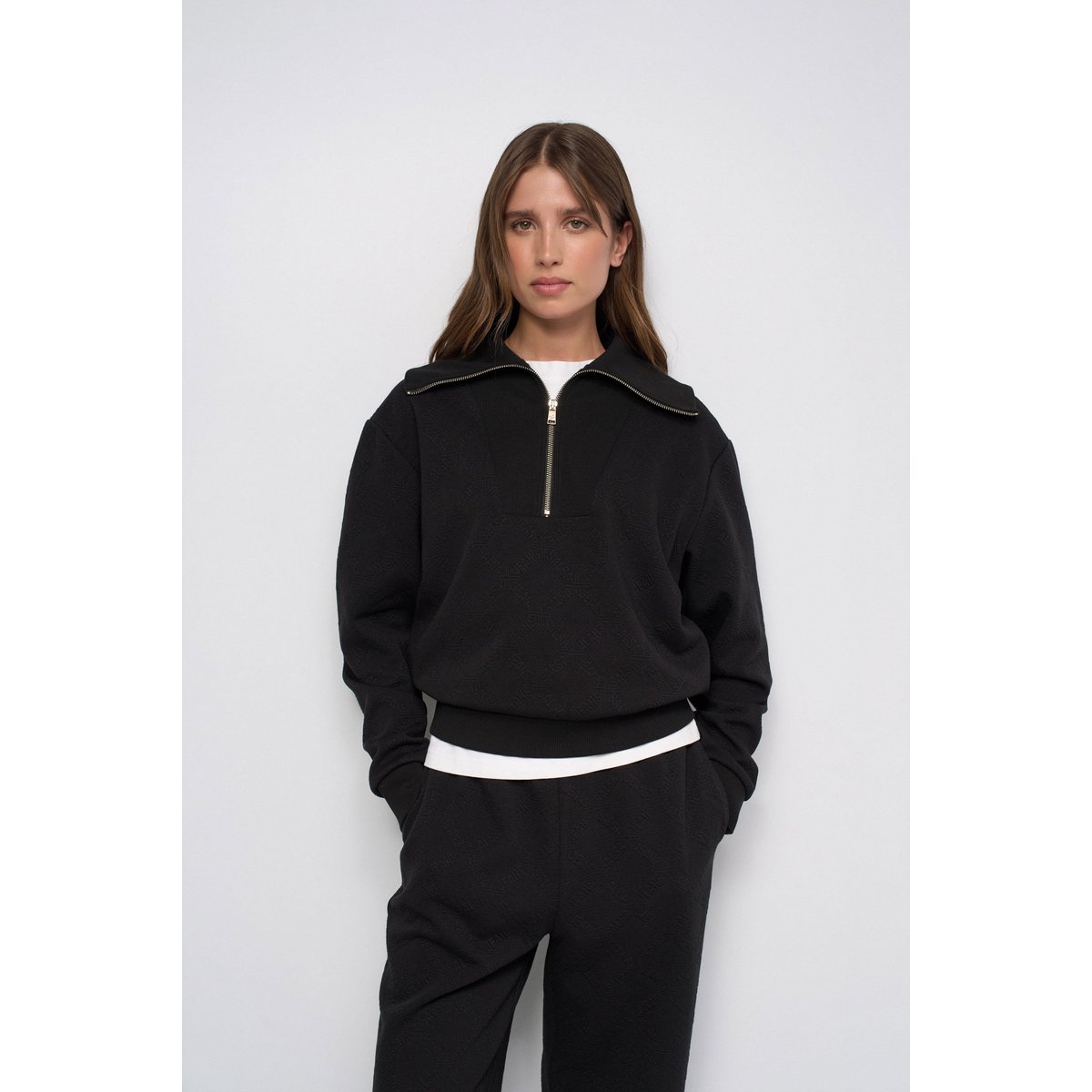 SWEATSHIRT EN JACQUARD ZIPPÉ noir, SALSA JEANS