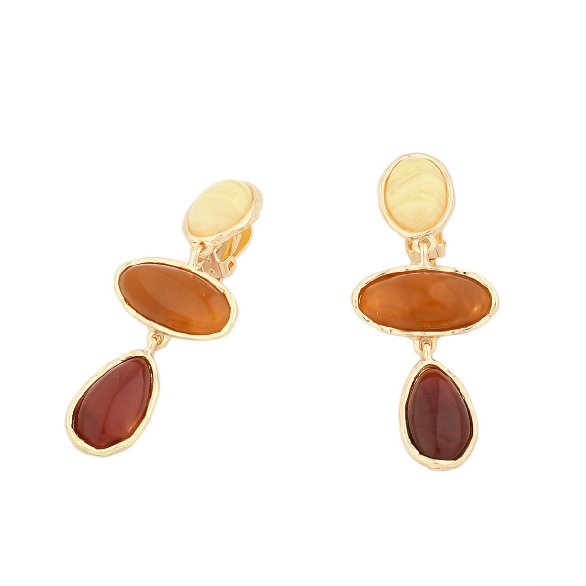Boucles d'oreilles clips - cabochons marron marron, BALABOOSTE