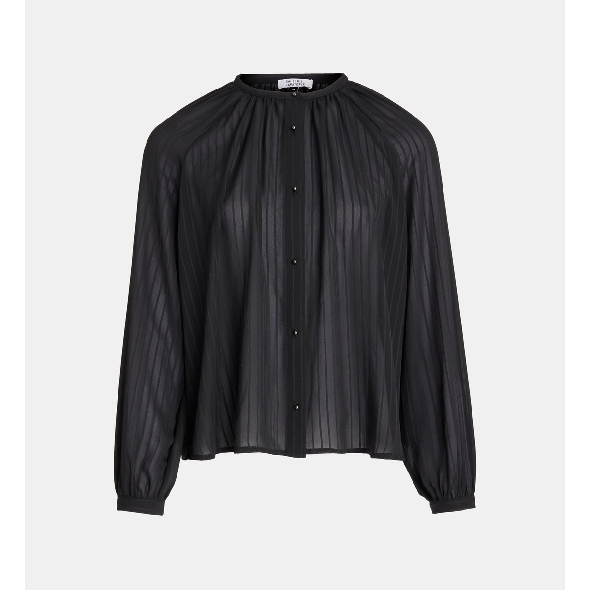 Blouse fluide voilée toscane moss rayures noir, GALERIES LAFAYETTE
