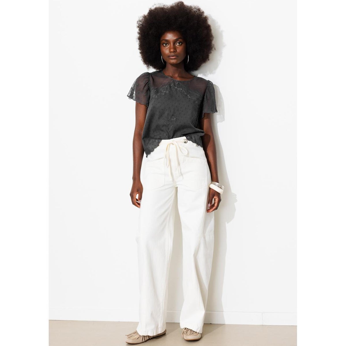 Blouse brodée gris, PROMOD