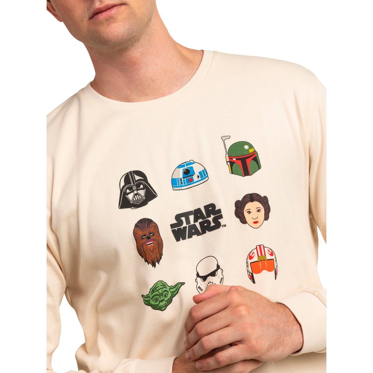 Pyjama pantalon top manches longues Galaxy Face Star Wars ivoire, ADMAS