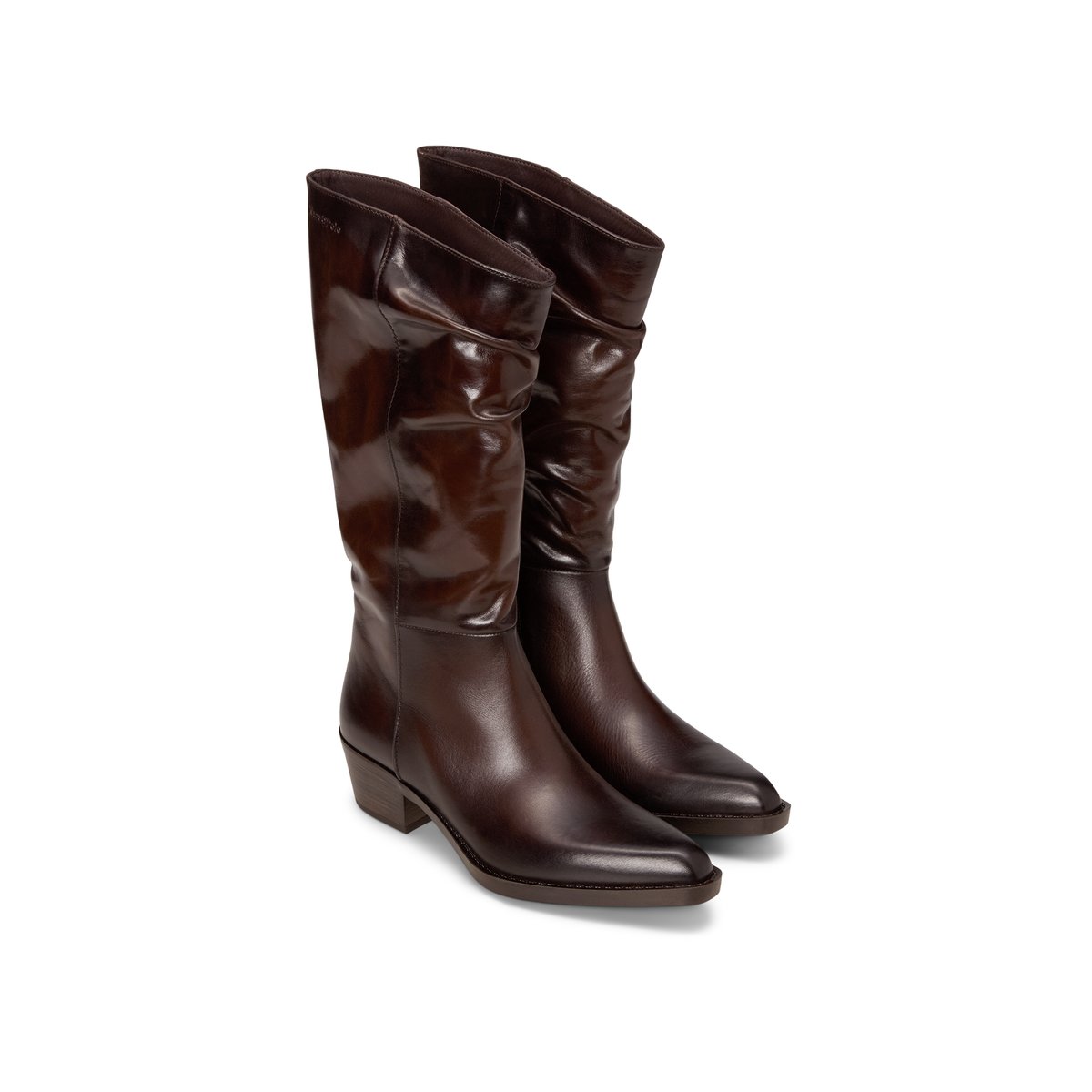 Bottes de style western, modèle Rodeo en cuir de veau de première qualité marron foncé, MARC O'POLO