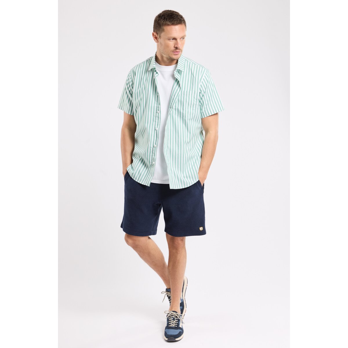 Chemise manches courtes en coton rayé ivy, ARMOR-LUX