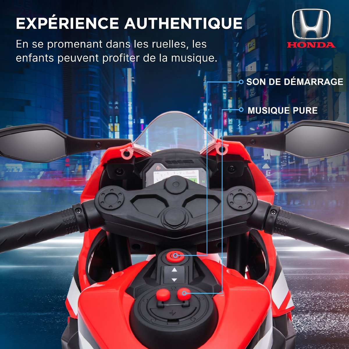 Moto électrique à conducteur assis PP Rouge rouge, HOMCOM