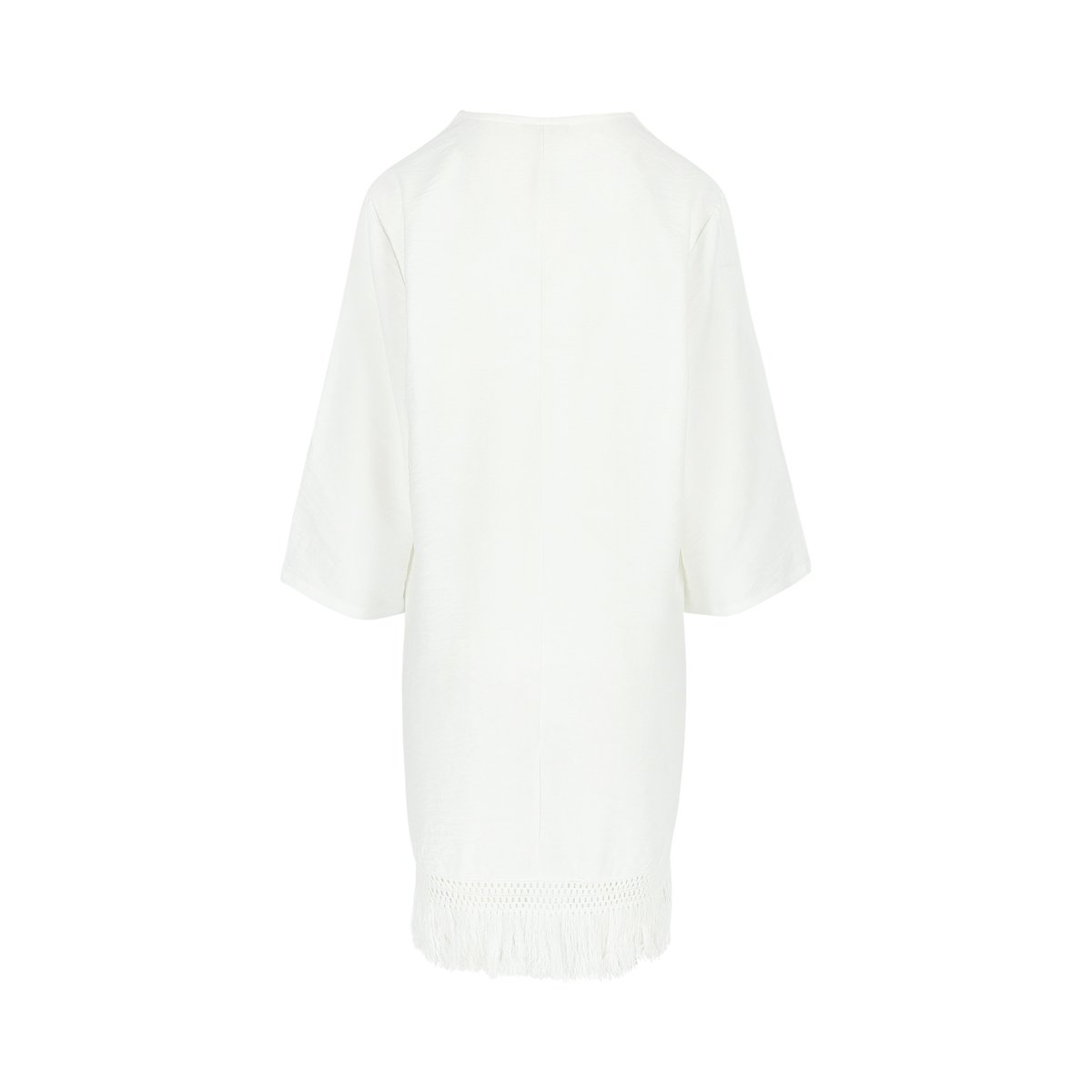 Robe caftan ample avec franges blanc casse, LOLALIZA