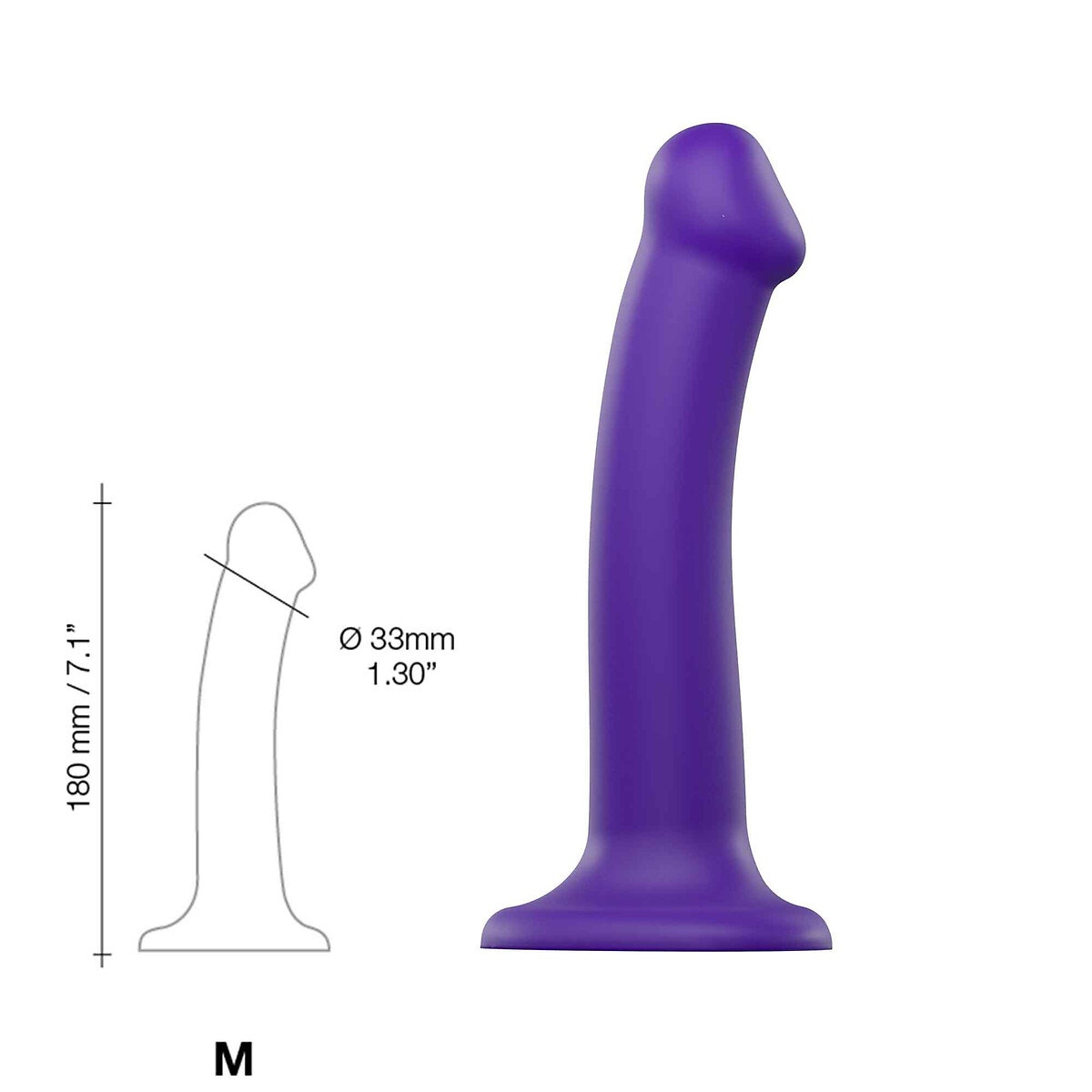 Dildo dual density semi réaliste bendable taille M violet, STRAP-ON-ME