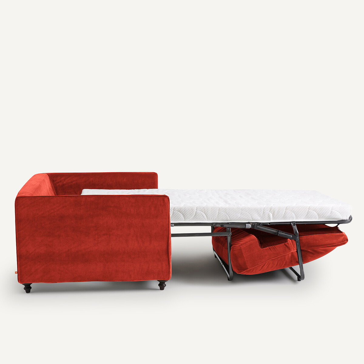 Canapé 2P convertible velours, Lazare rouge cinabre, AM.PM