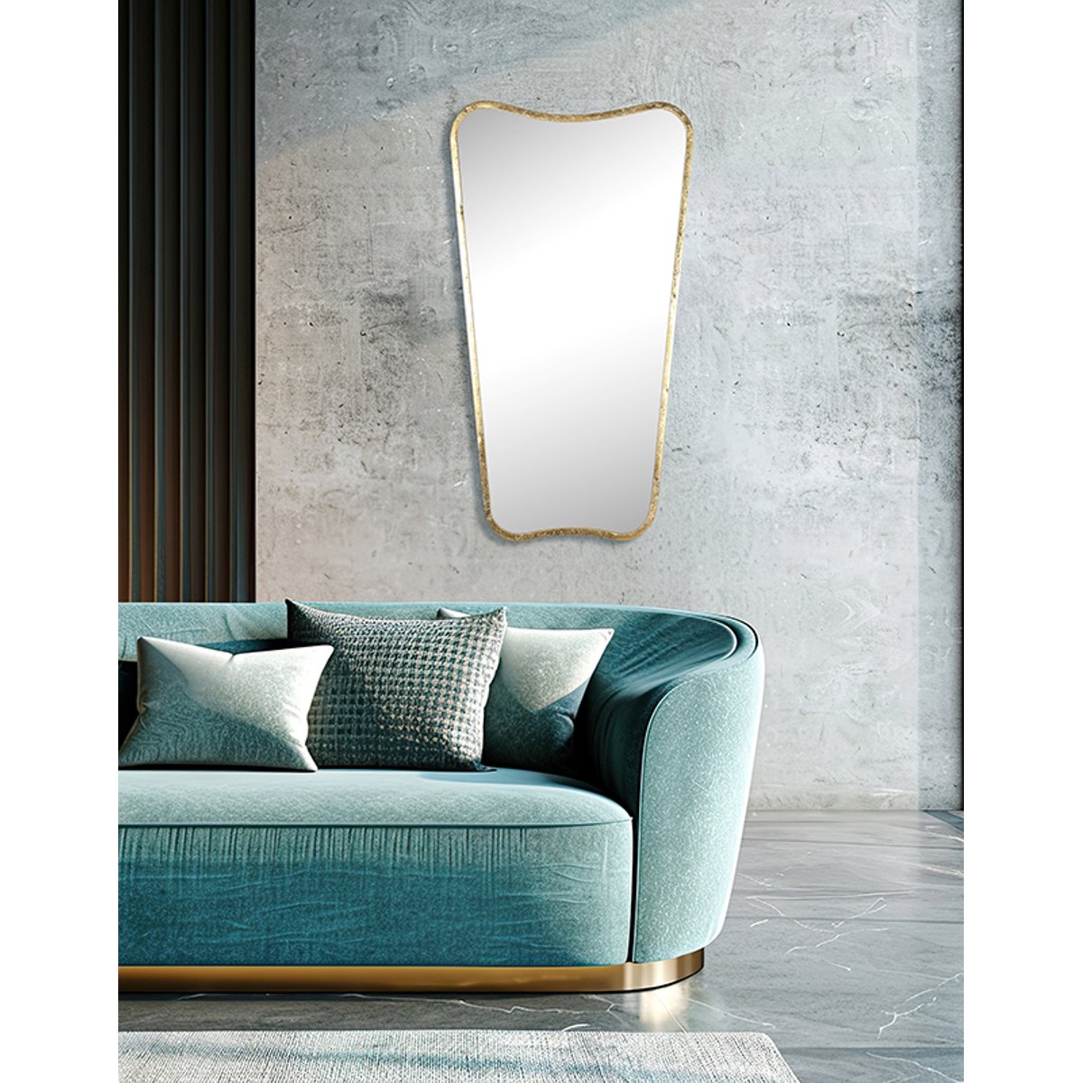 Miroir design métal 50x90cm or, EMDE
