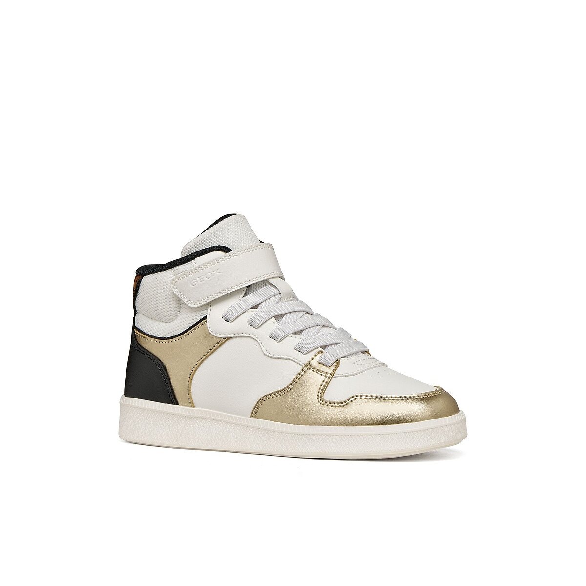 Kids New Emberlix Breathable High Top Trainers white/black/gold-coloured, GEOX