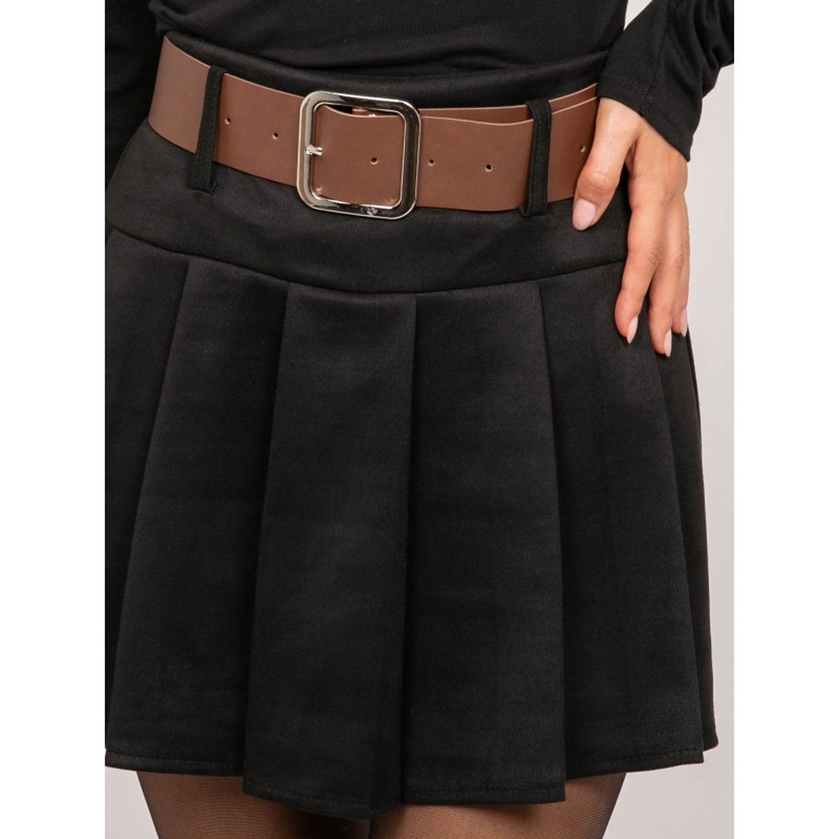Jupe-short Plissée Suédine Xustine noir, DONA LISA