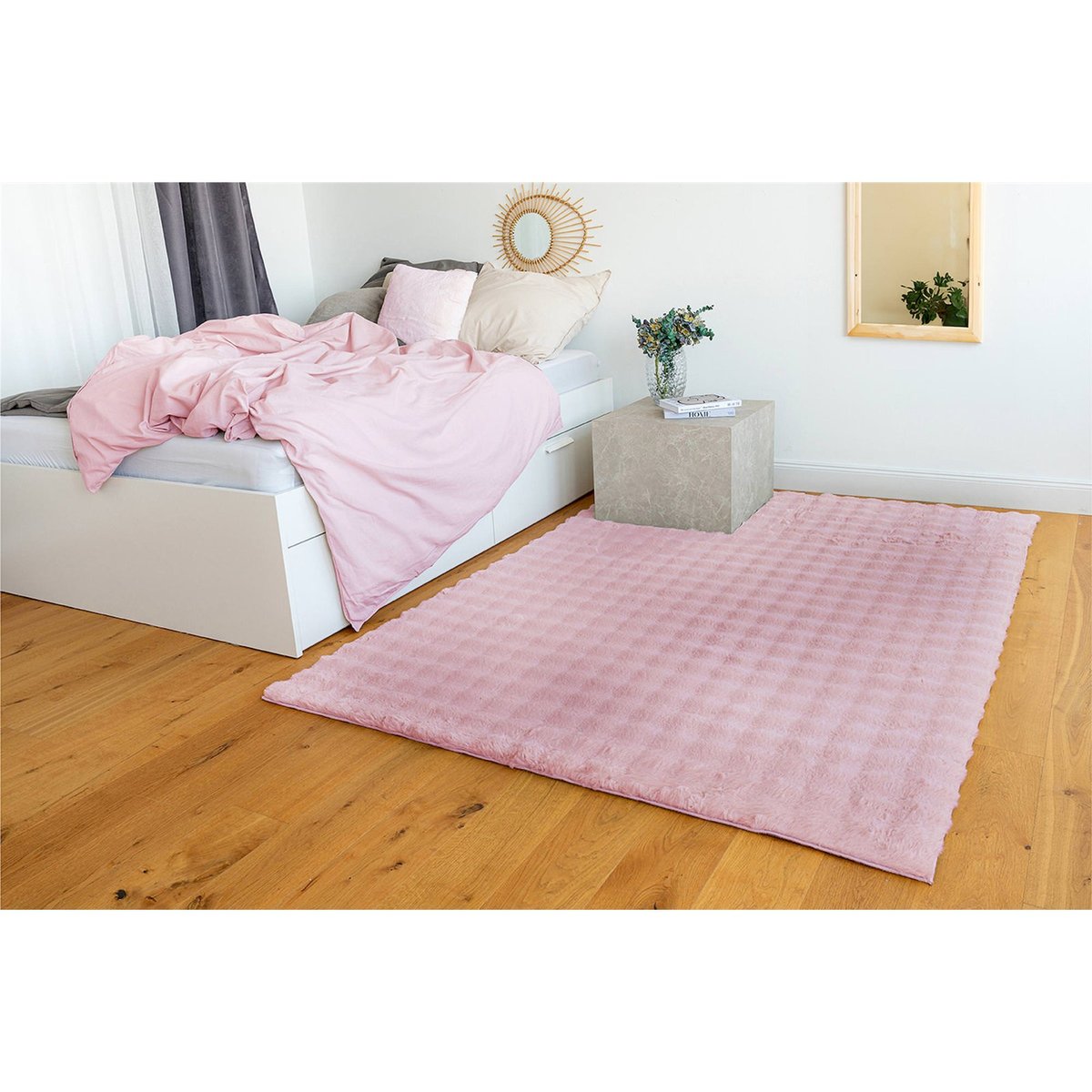 Tapis rectangulaire effet 3d, Hailey rose poudré très clair, ARTE ESPINA