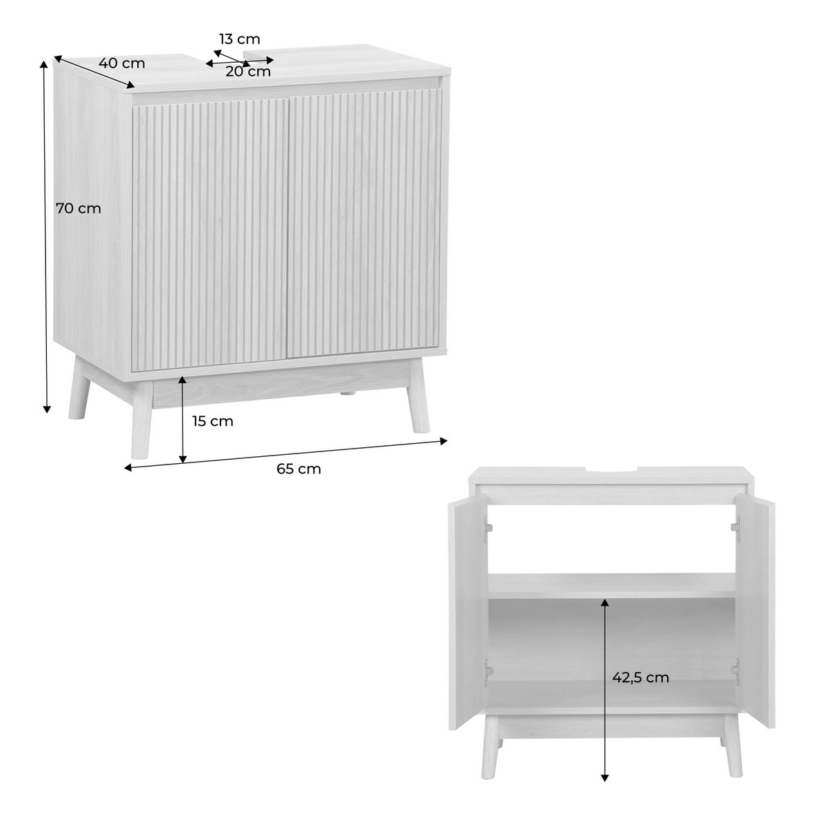Meuble sous lavabo scandinave décor bois LINEAR naturel, SWEEEK