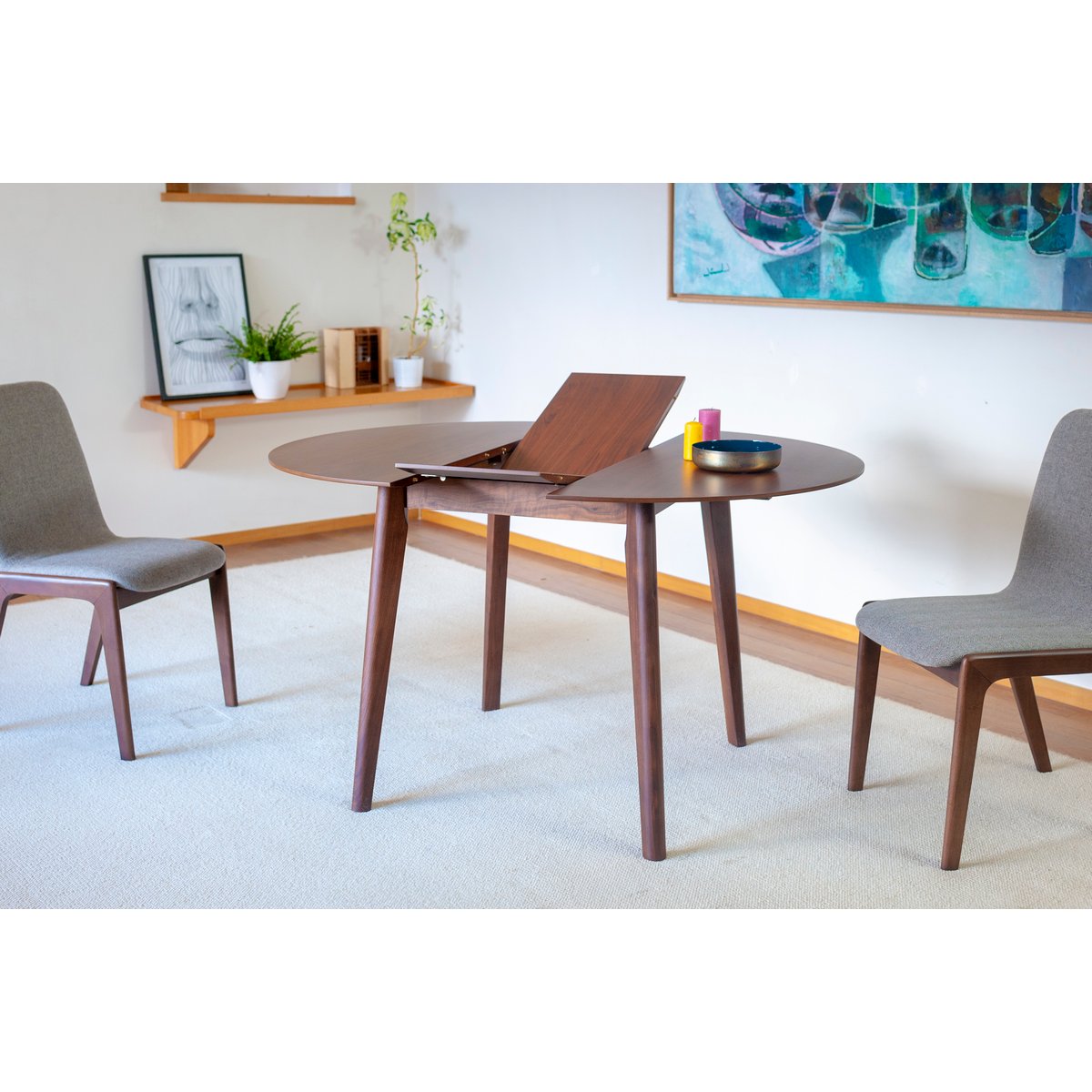 Table à rallonge en noyer CRISTINA bois foncé, PRODUIT INTERIEUR BRUT