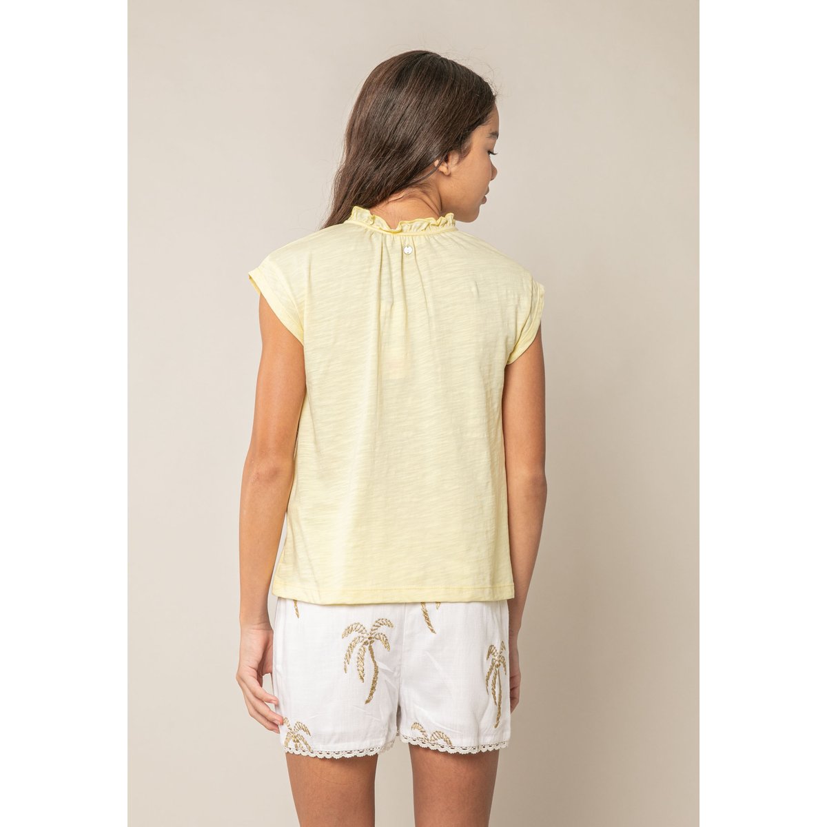 T-shirt fille en coton KAIA jaune clair, DEELUXE
