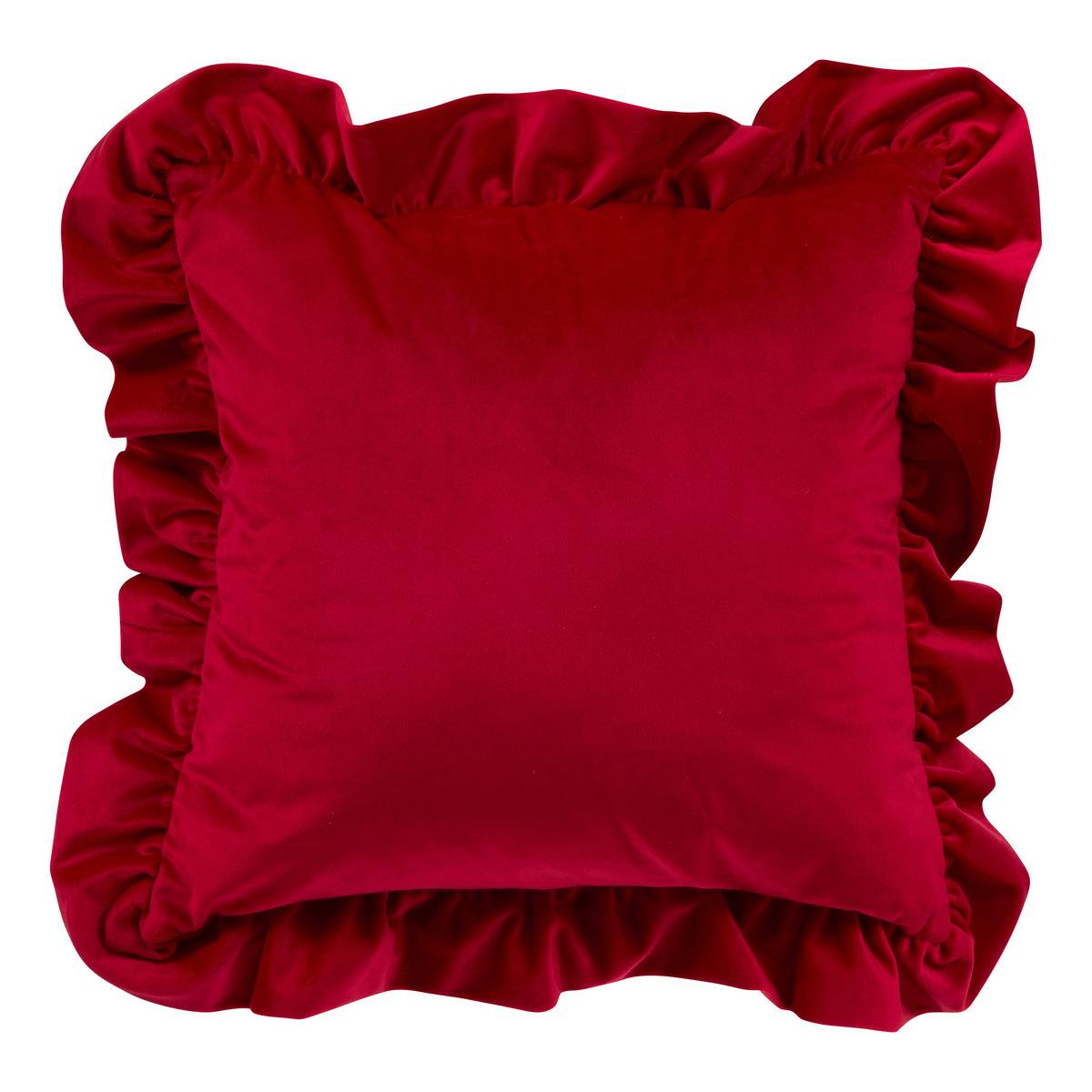 Coussin de Noël à volants rouge 51 x 51 cm rouge, FEERIC LIGHTS & CHRISTMAS