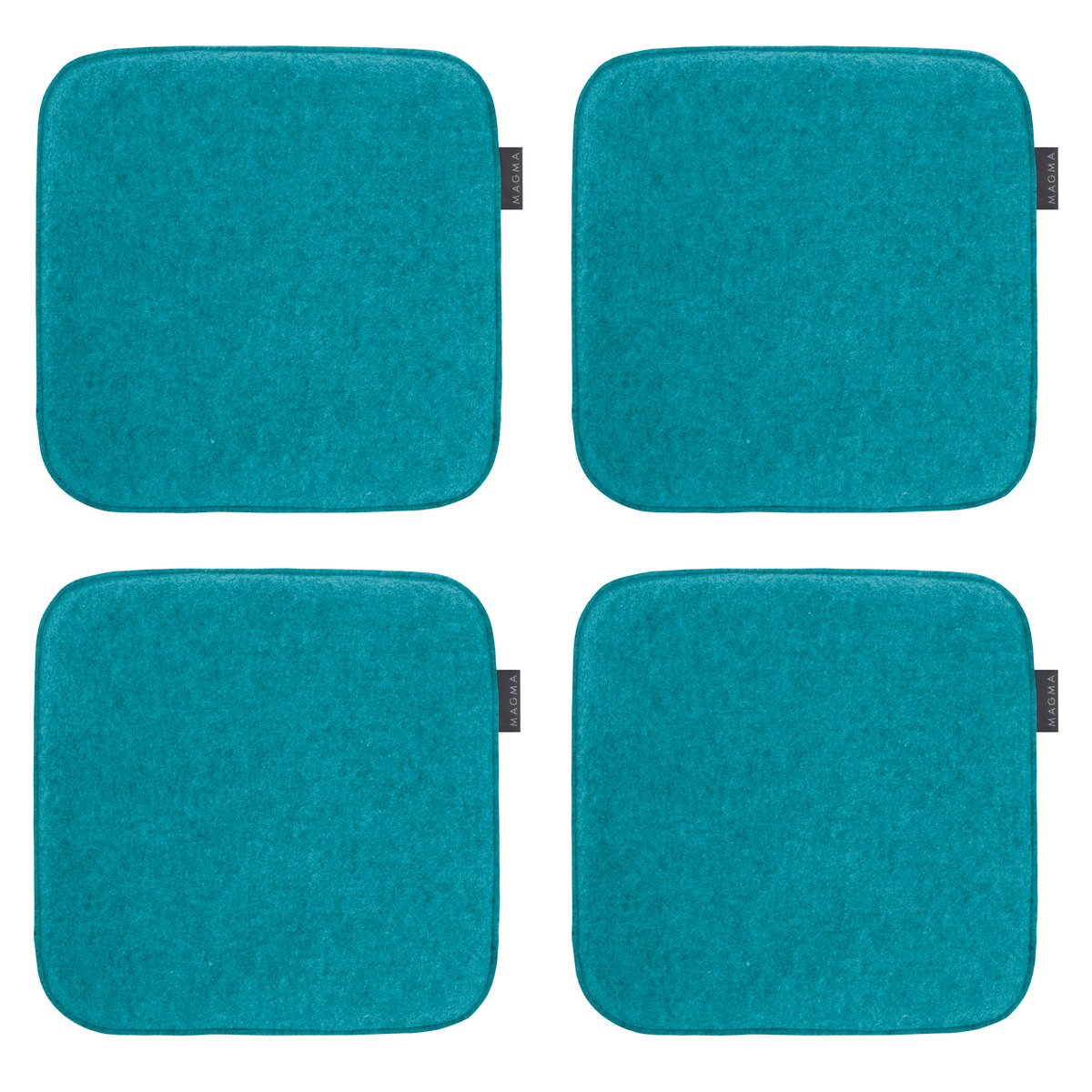 Galettes de chaises carrées imitation feutre AVARO -Lot de 4 bleu vif, MAGMA HEIMTEX