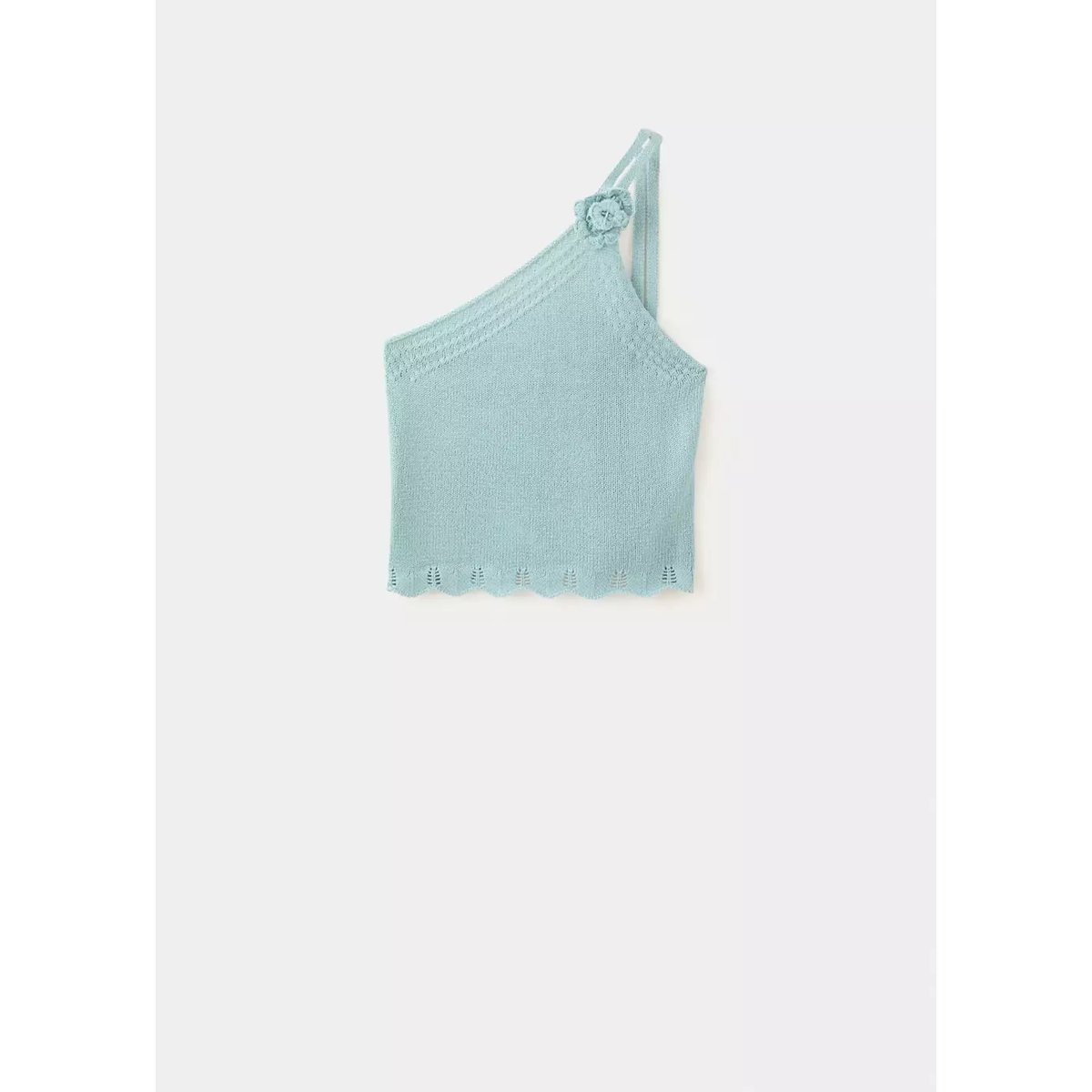 Top asymétrique en maille ajourée bleu, MANGO TEEN