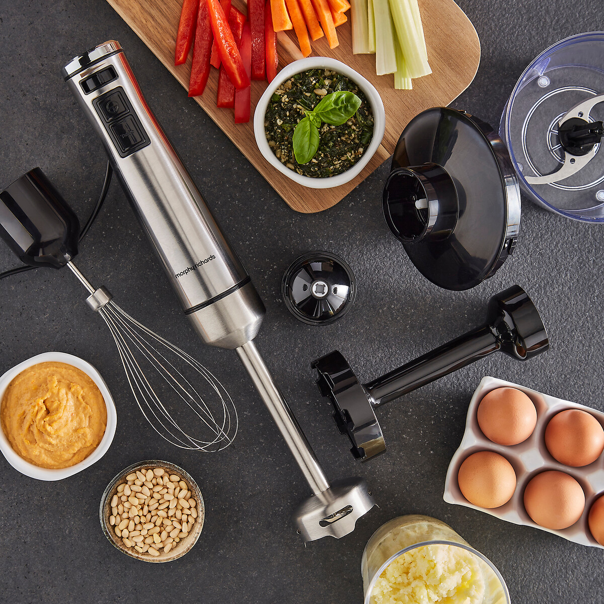 Hand Blender Set with Masher silver-coloured, MORPHY RICHARDS