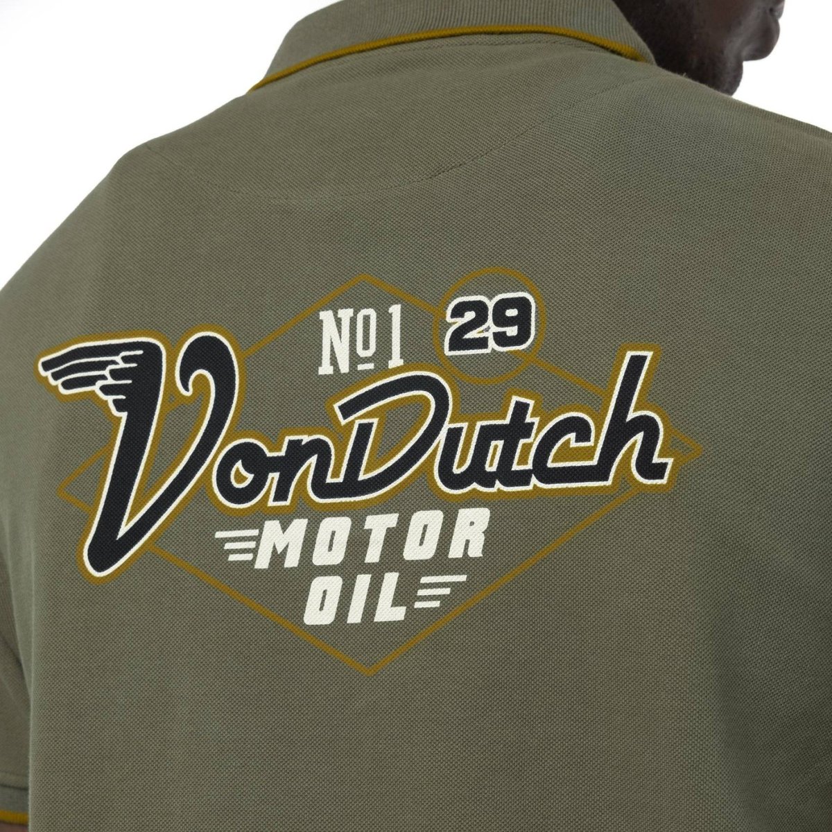 Polo en coton KUST kaki/noir/blanc, VON DUTCH