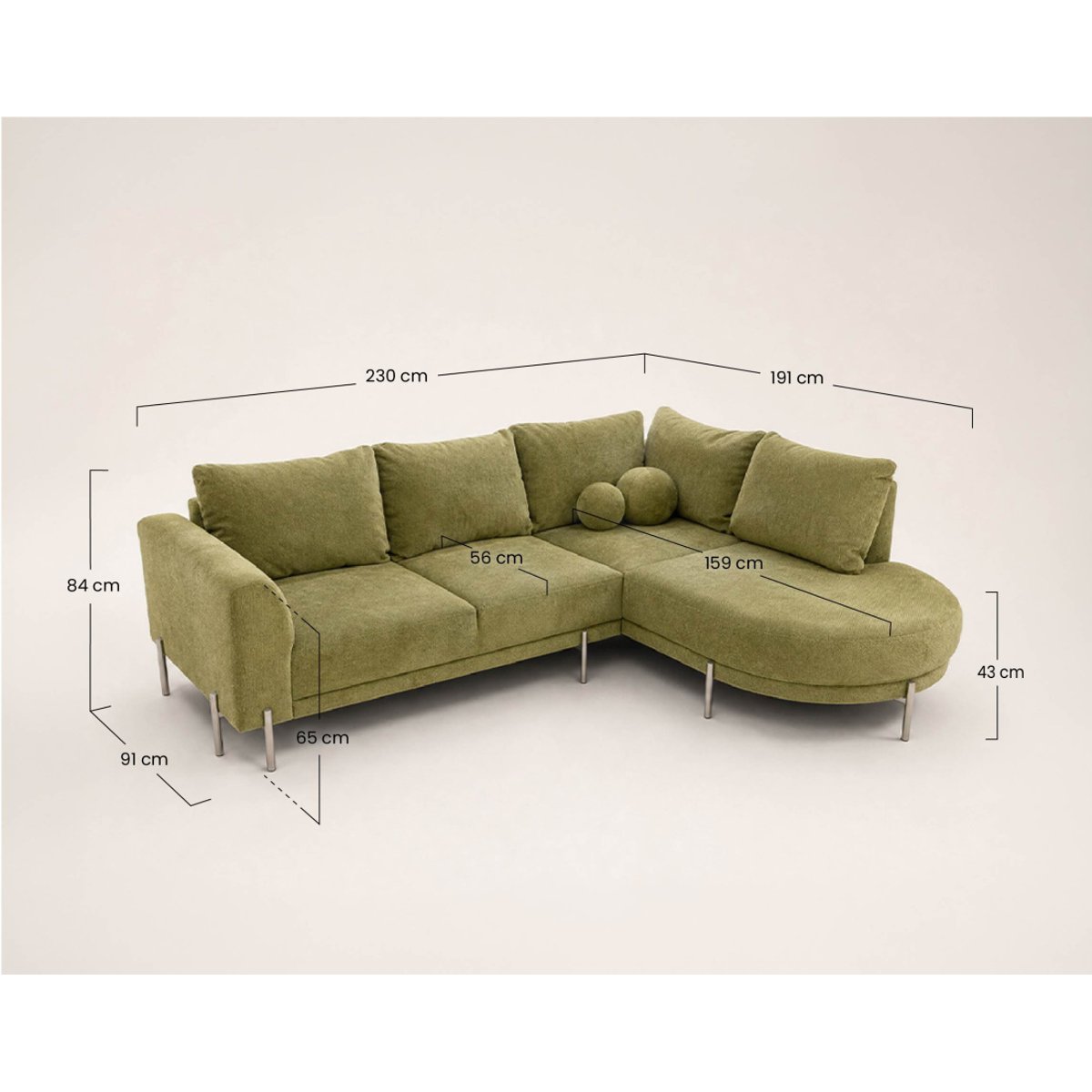 Canapé d'Angle droit 4 places - GABIN gris, BEST MOBILIER