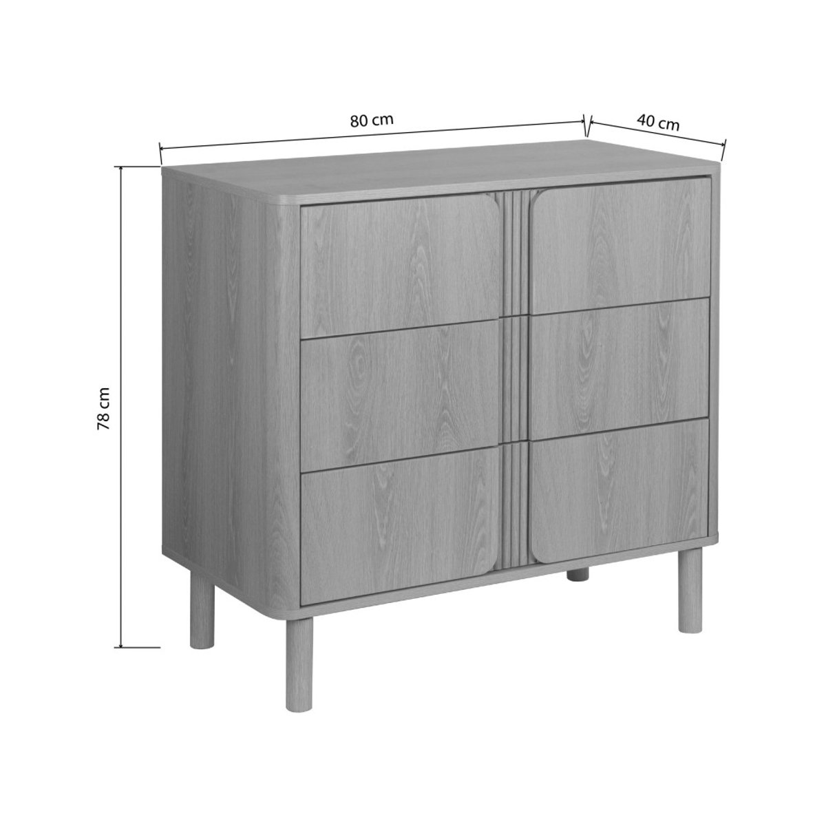 Commode 3 tiroirs en bois L80cm- NOA bois clair, DRAWER