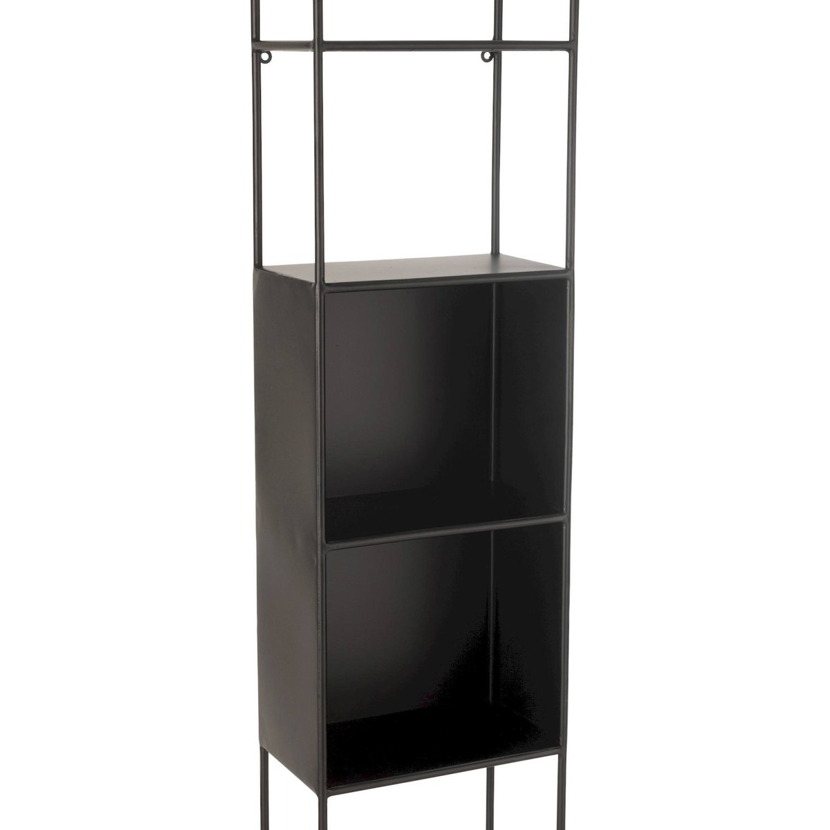 Étagère rectangulaire en métal et verre noir mat et verre transparent, RECOLLECTION