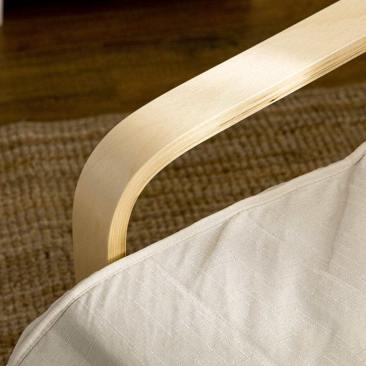 Accent Chair Lin (100% polyester) Crème crème, bois naturel, HOMCOM