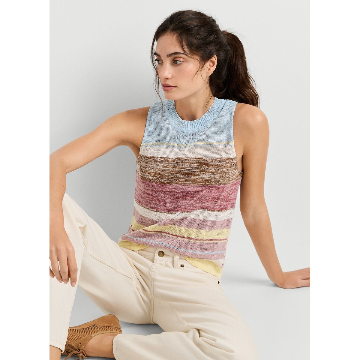 Striped Sleeveless Jumper multi-coloured, PEPE JEANS