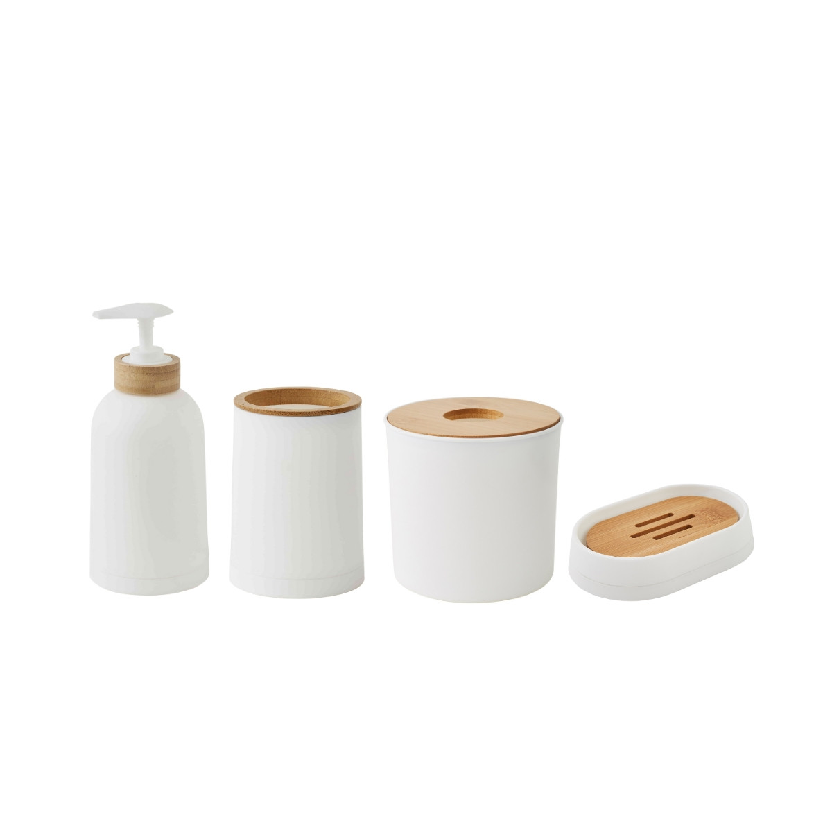 Set salle de bain uni 4 pièces bambou PRIMA blanc, GUY LEVASSEUR
