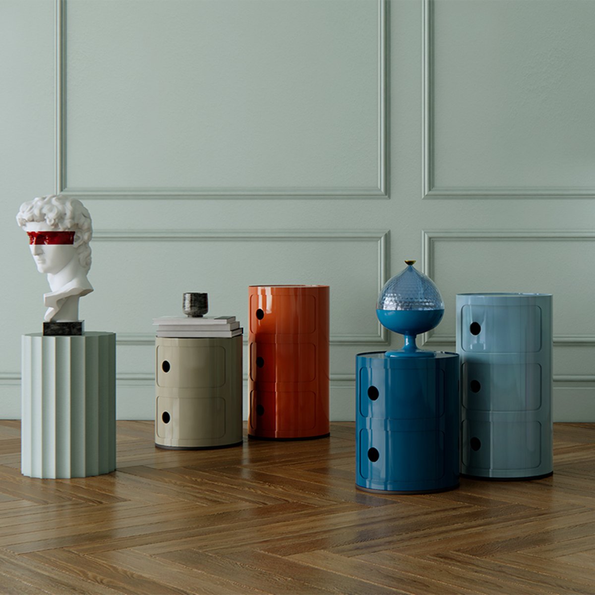 Meuble de rangement 3 portes COMPONIBILI tourterelle, KARTELL