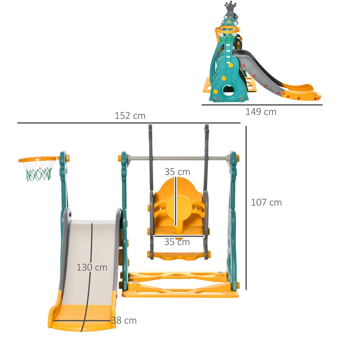 Combinaison balançoire-toboggan pour enfants bleu, HOMCOM