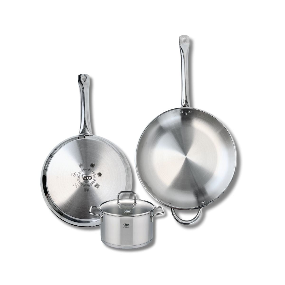 Batterie 2 poêles 28/32cm + 1 faitout 16cm PROFI CITRIN inox, ELO