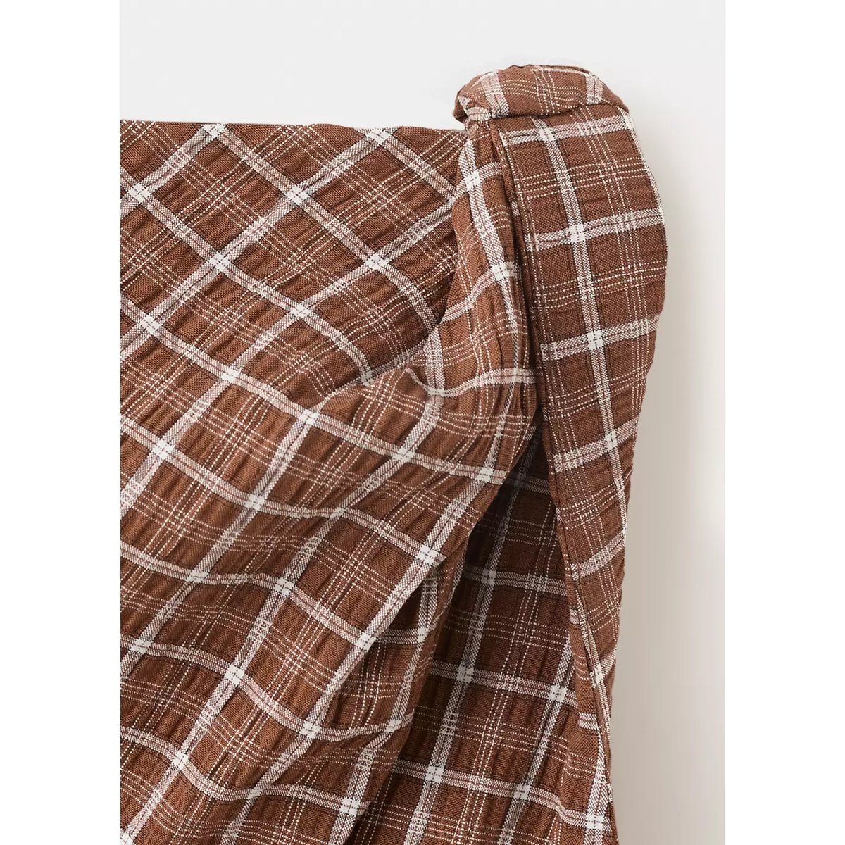 Blouse carreaux asymétrique marron, MANGO