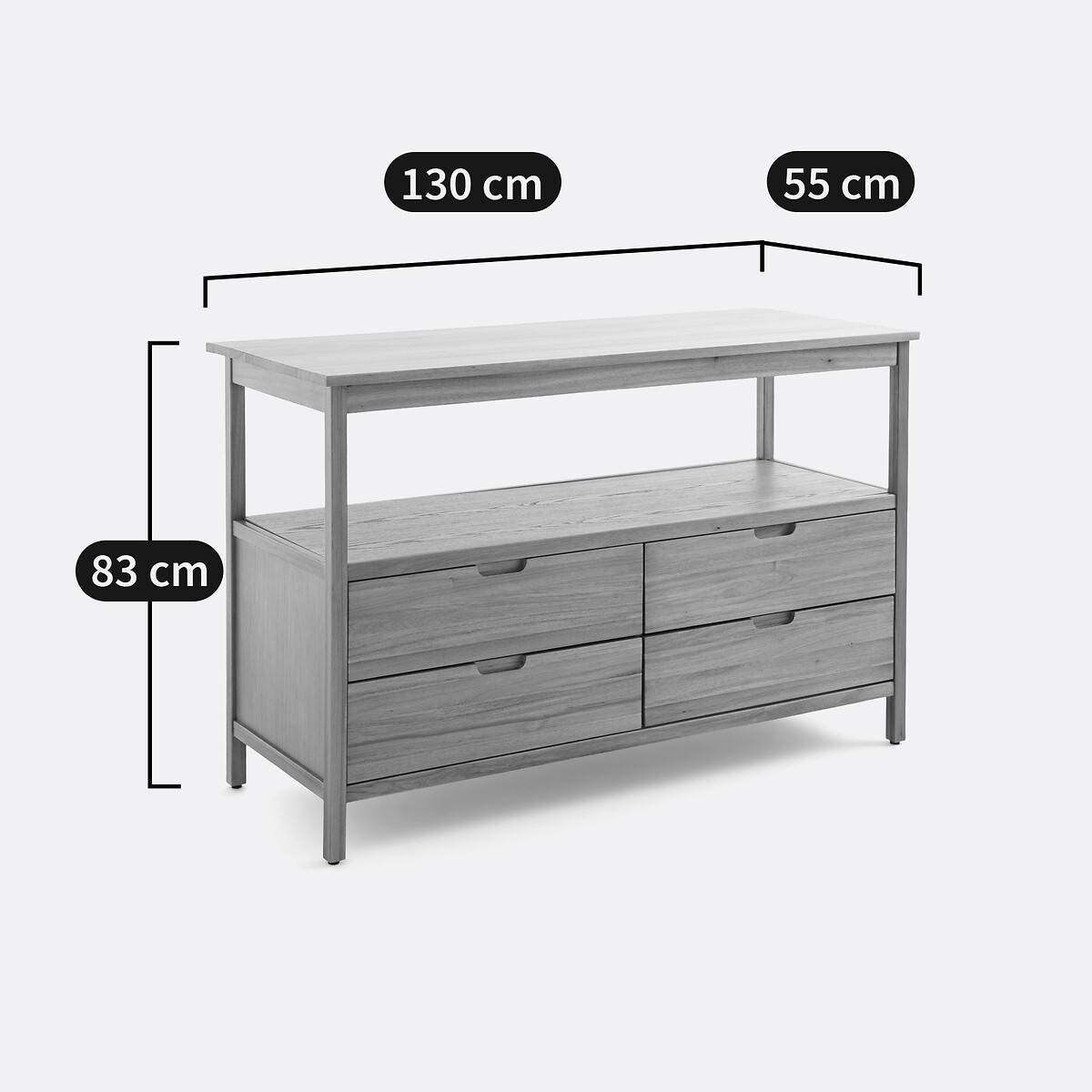 Doppelwaschtisch Cheira, Akazie, B. 130 cm akazienholz, LA REDOUTE INTERIEURS