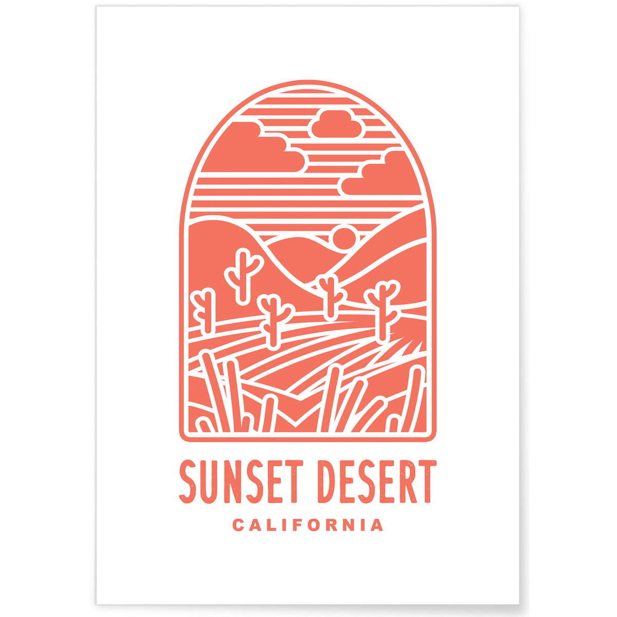 Affiche Sunset Desert blanc, L'AFFICHERIE