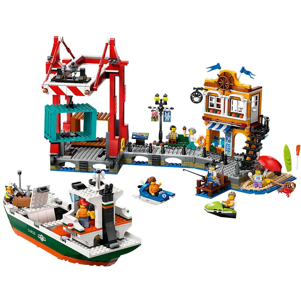 LEGO City - Le port et le navire marchand 60422 pour enfants de 8 ans et plus multicolore, LEGO