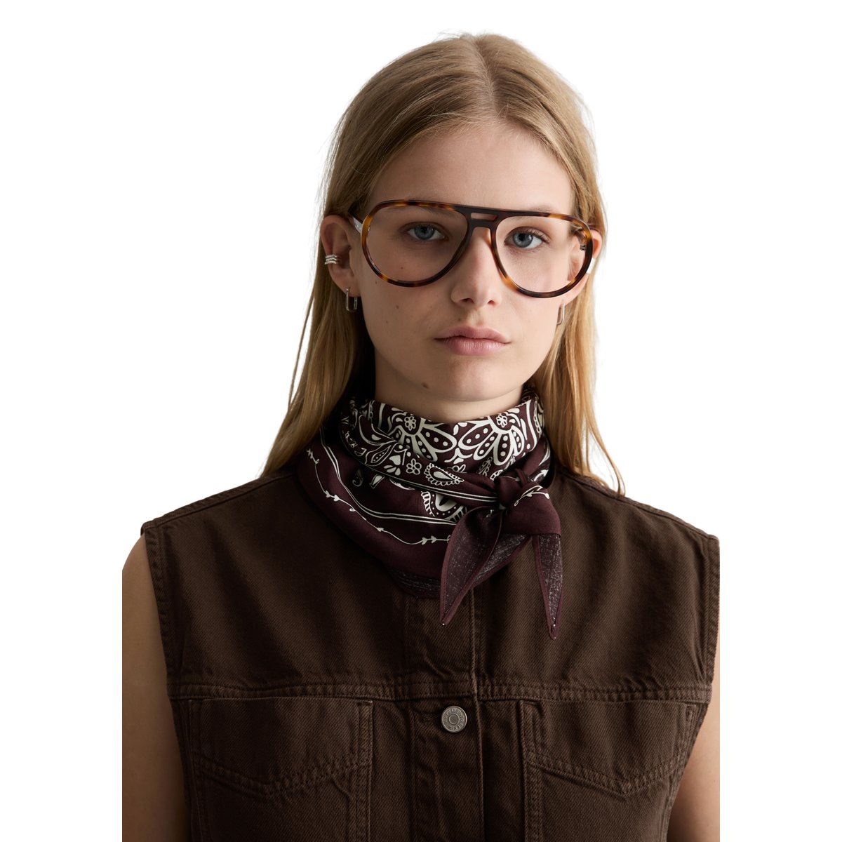 Foulard en LENZING™ ECOVERO™ marron foncé, MARC O’POLO DENIM