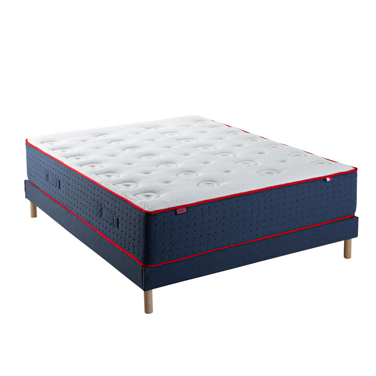 Ensemble - Matelas mi-ferme + sommier Bleu LE VERITABLE blanc, bleu foncé, DODO