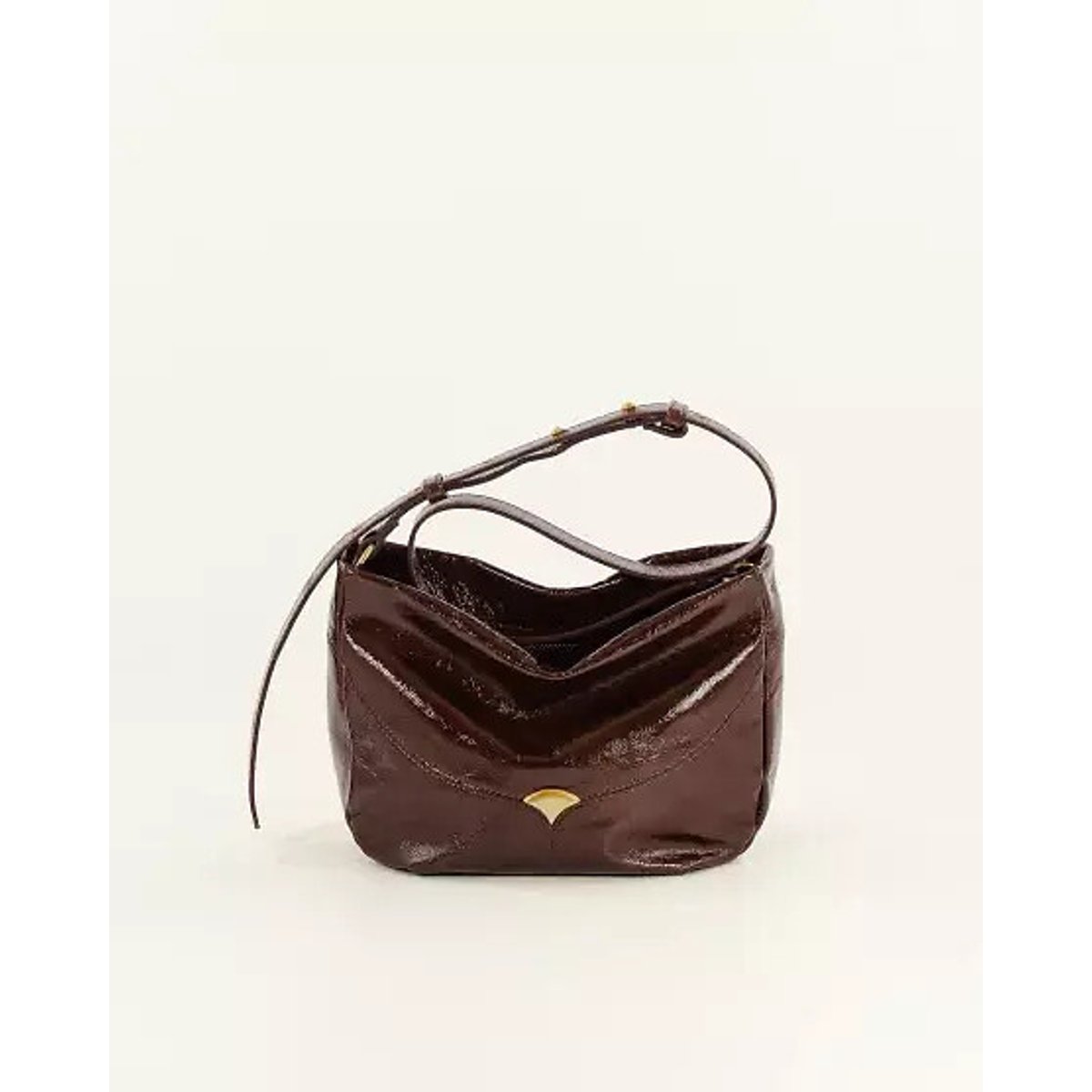 Sac bandoulière en cuir verni, DIVILIO S moka, SESSUN
