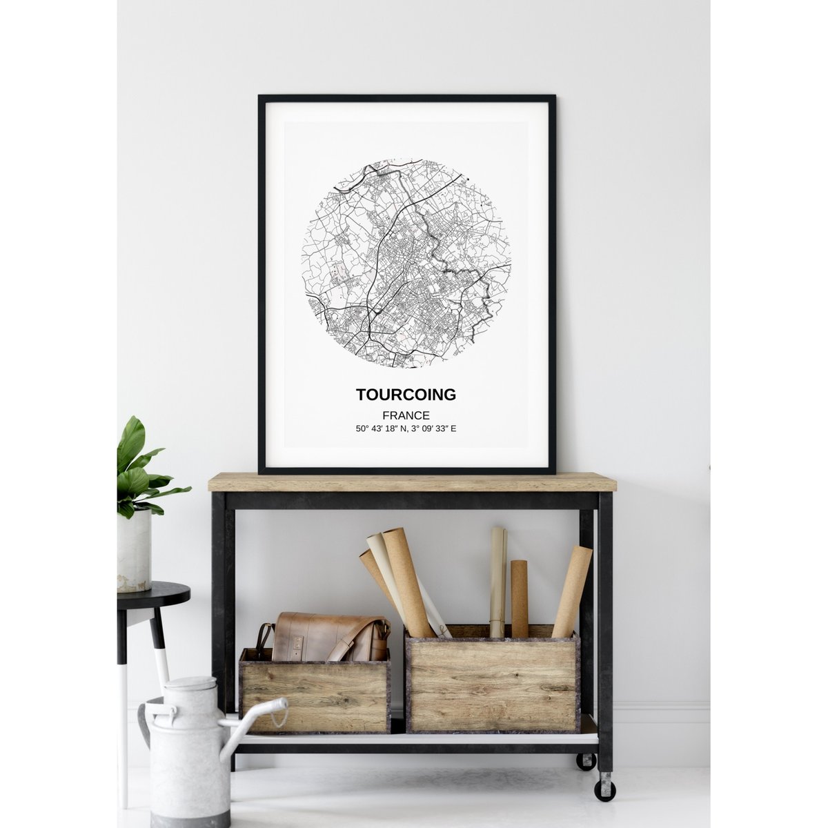 Affiche Carte Tourcoing blanc, L'AFFICHERIE
