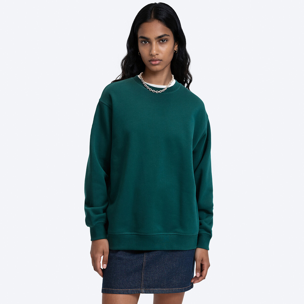 Sweat col rond volume ample vert émeraude, LA REDOUTE COLLECTIONS