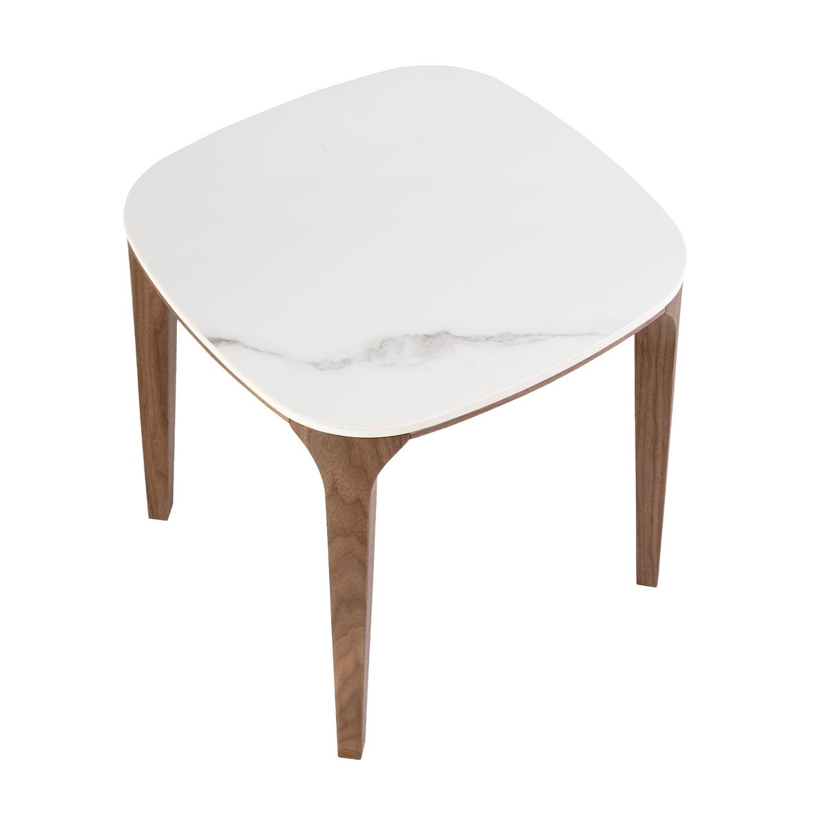 Table d'angle carrée en marbre porcelaine et noyer blanc | noyer, ANGEL CERDA