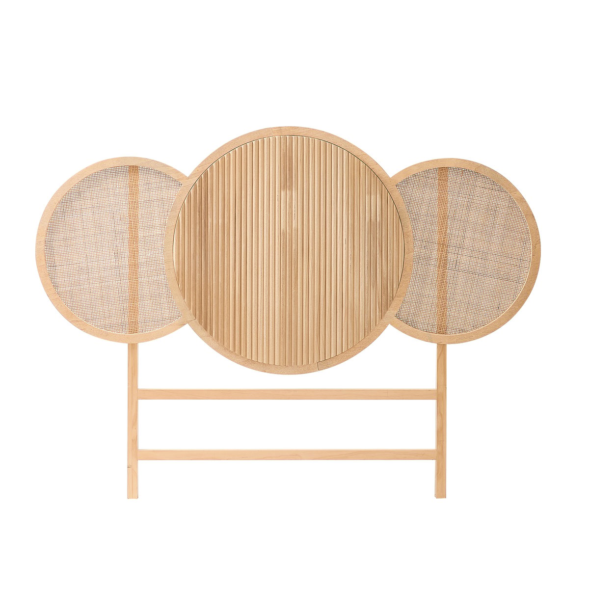 Tête de Lit, 160 cm, bois et rotin, BODO bois clair, NORDLYS