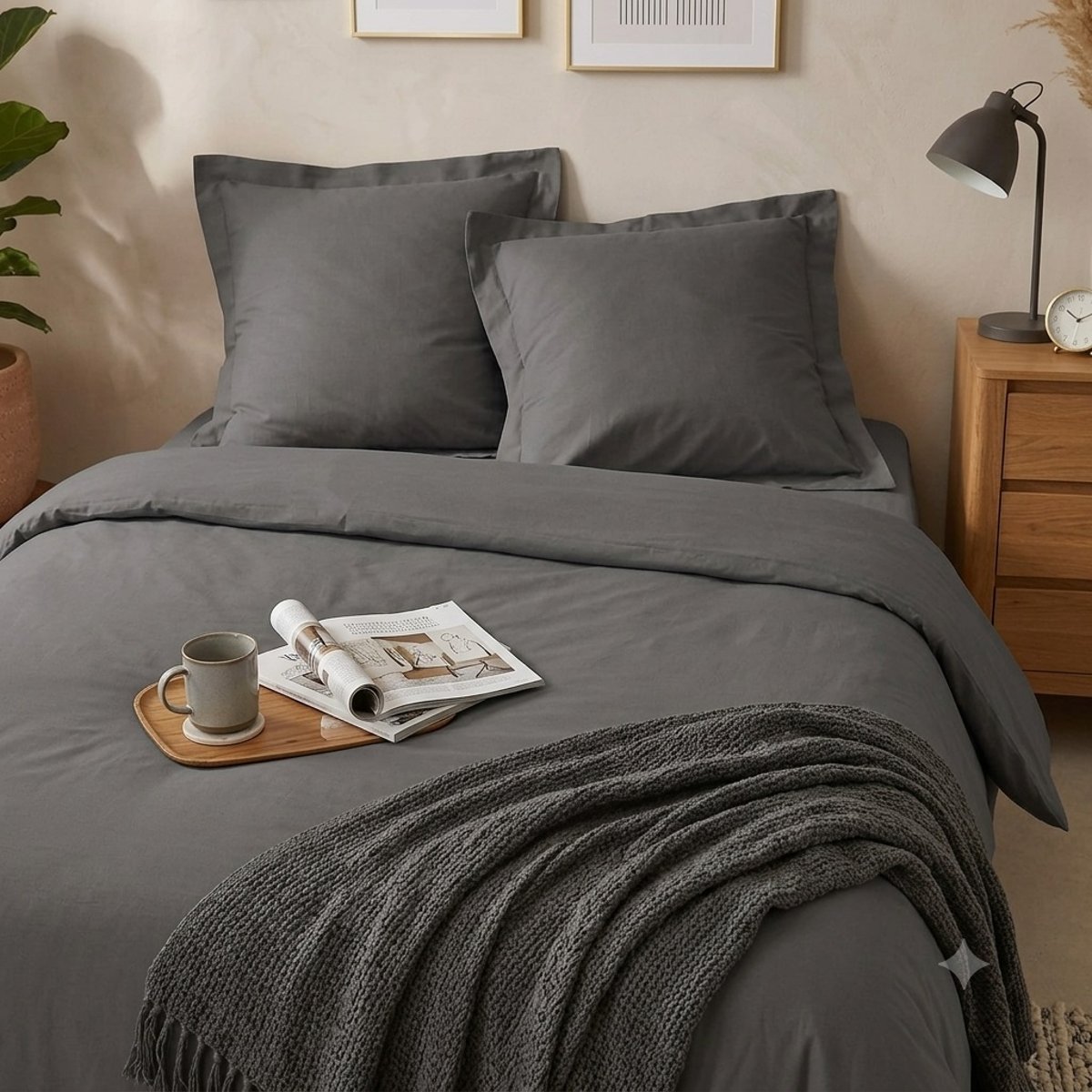Housse de couette Percale 240 x 260 cm Percalines Anthracite anthracite, EDEN
