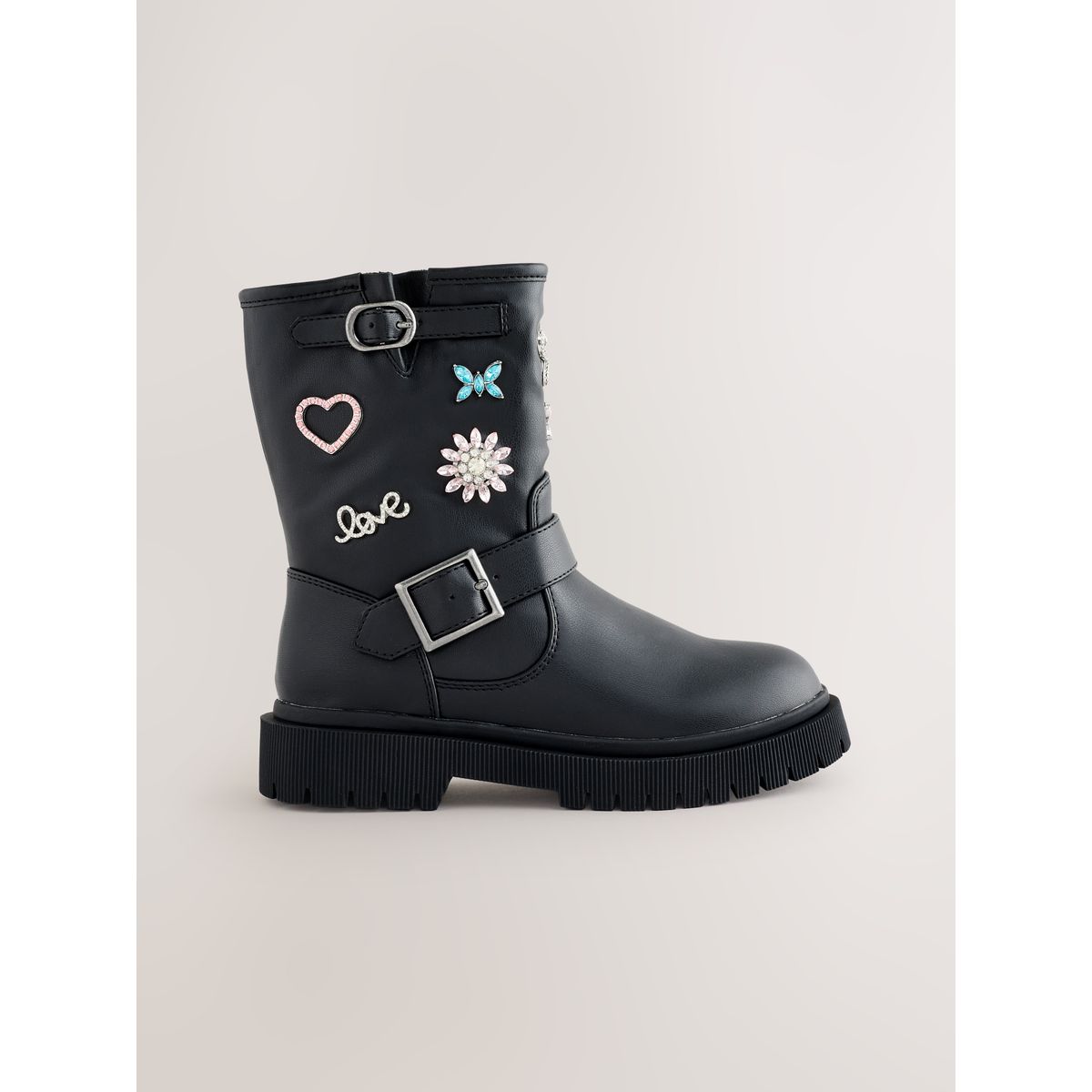 Bottines ornées d’une broche noir, NEXT
