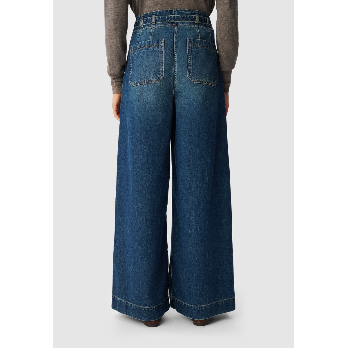 Jean large avec ceinture ELISA bleu marine, IKKS