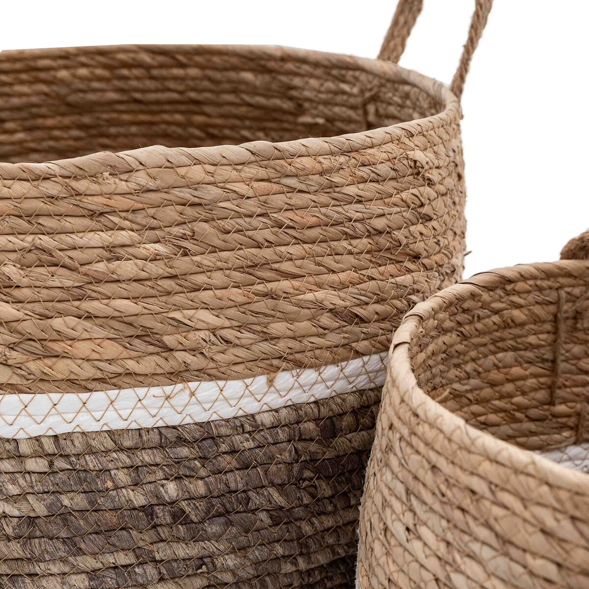 Set of 2 Woven Storage Baskets in Contrast Stripe natural, ÉDITÉ