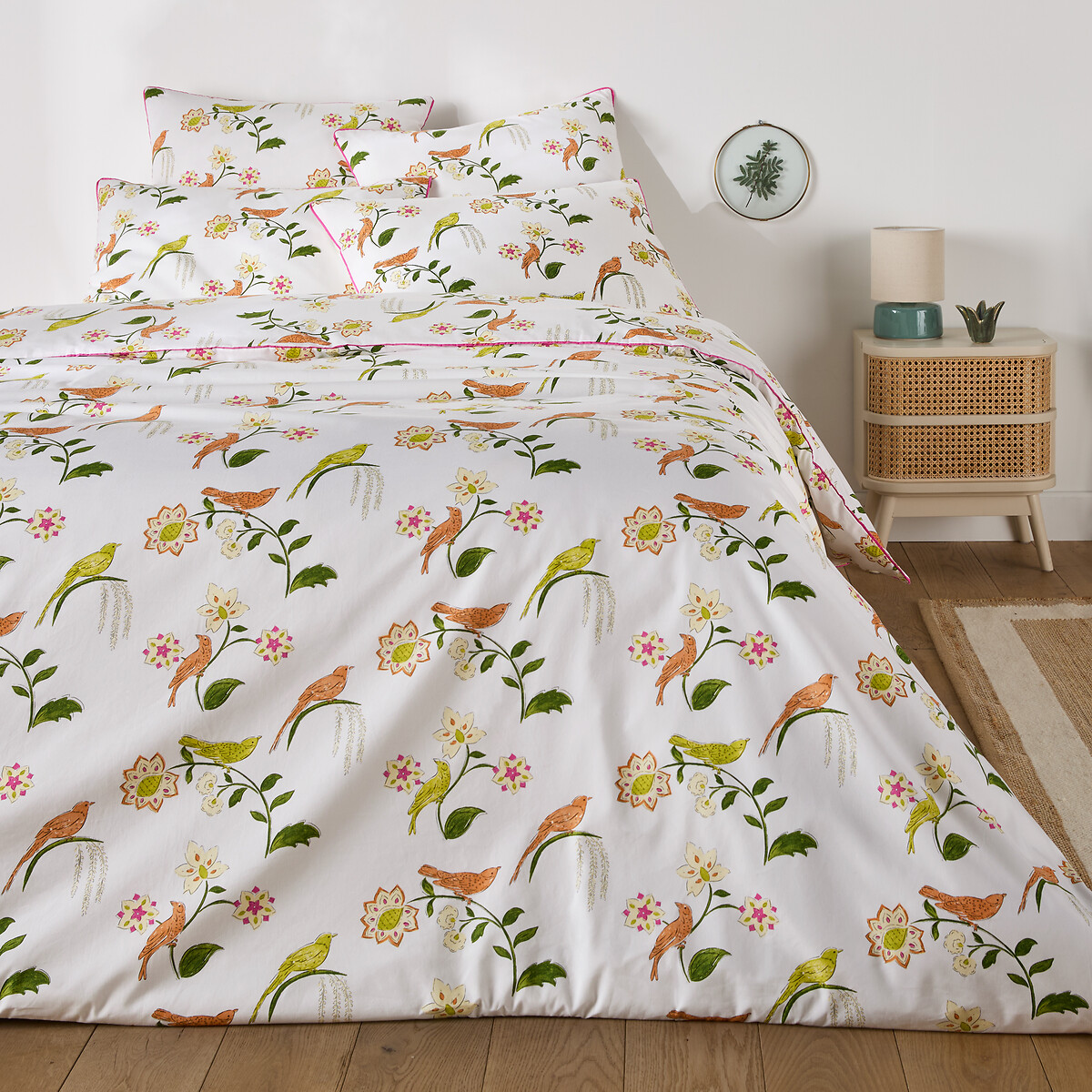 Taie d'oreiller en percale de coton, imprimé oiseaux et fleurs, NORA imprimé, LA REDOUTE INTERIEURS