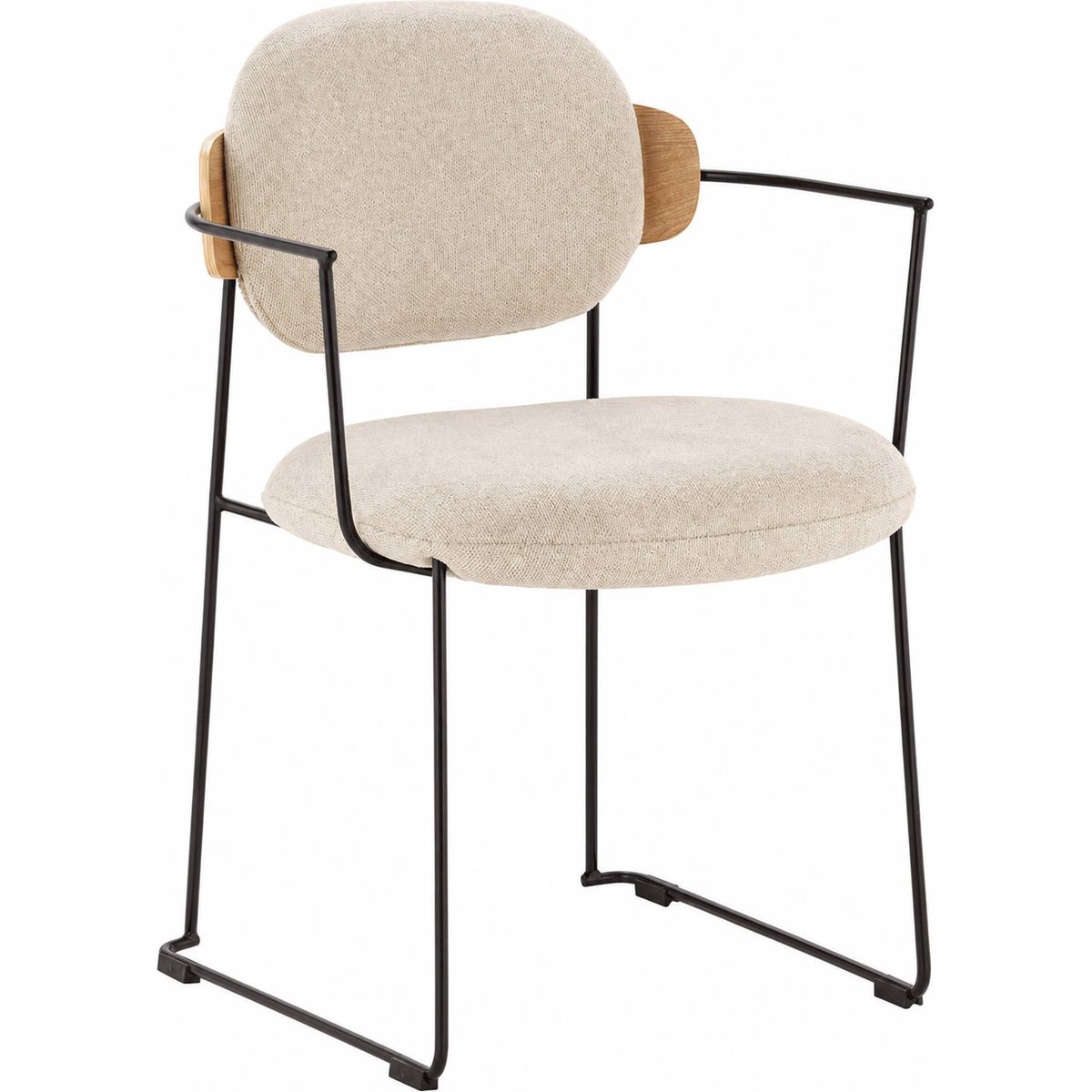 Chaise contemporaine en tissu et métal noir, naturel et blanc, RECOLLECTION